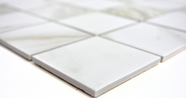 Hand-painted mosaic tile Calacatta white beige ceramic bathroom tile backsplash MOS16-0112_m