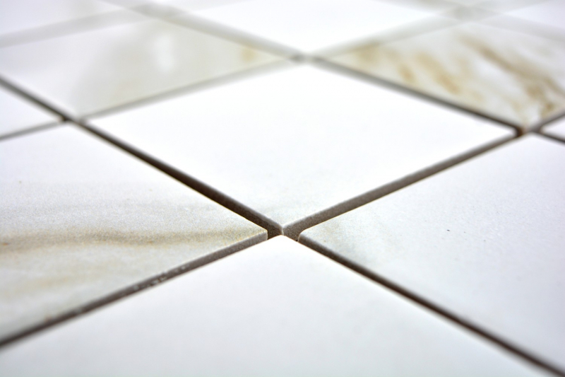 Hand-painted mosaic tile Calacatta white beige ceramic bathroom tile backsplash MOS16-0112_m