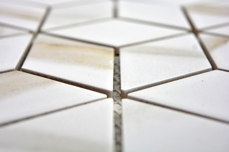 Mosaico decorato a mano in ceramica bianco diamante POV Calacatta piastrella da parete per bagno MOS13-0112_m