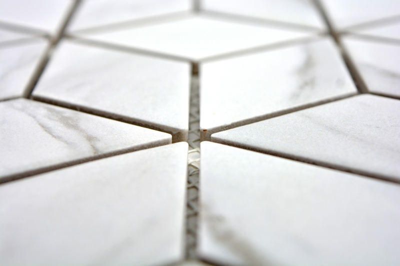 Handmuster Mosaik Fliese Keramik weiß Diamant POV Carrara Wandfliesen Badfliese MOS13-0102_m