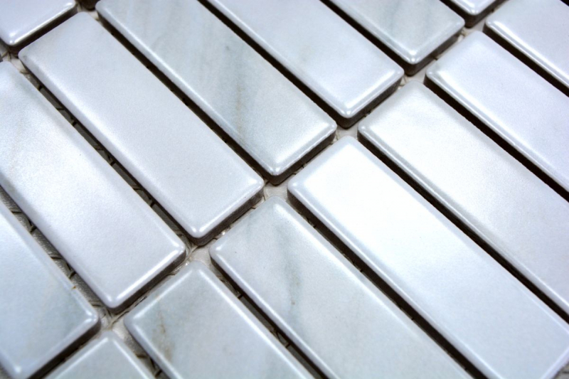 Stäbchen Mosaik Fliese Keramik Steinoptik weiß grau Fliesenspiegel Küche MOS24-STSO01
