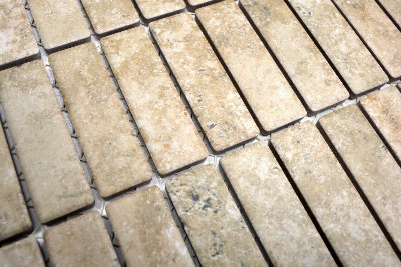 Ceramic stone-effect mosaic tile beige tile backsplash kitchen MOS24-STSO67