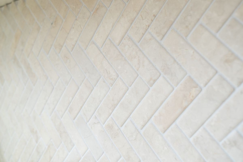 Hand-painted mosaic tile ceramic herringbone stone effect light beige tile backsplash kitchen MOS24-SO54_m