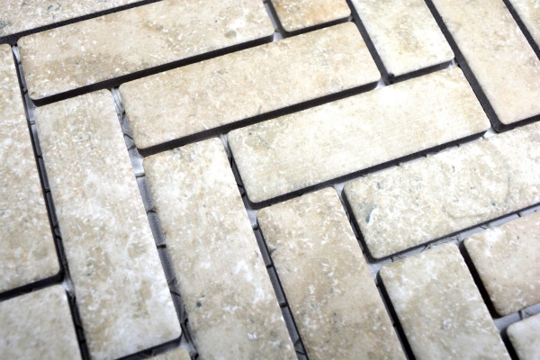 Mosaic tile ceramic herringbone stone effect beige tile backsplash kitchen MOS24-SO76_f | 10 mosaic mats