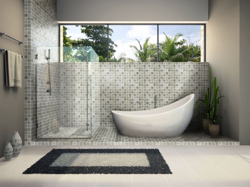 Ceramic mosaic tile natural stone look gray structure bathroom tile backsplash MOS16-HWA4GY