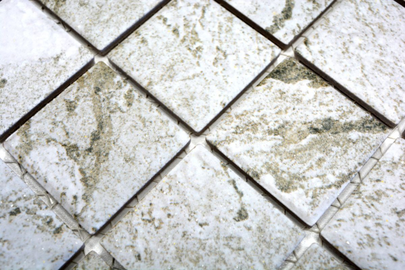 Keramik Mosaik Fliese Naturstein Optik graubeigestich Struktur Fliesenspiegel MOS16-HWA4LG