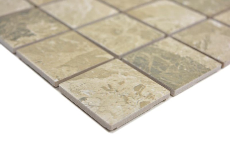 Keramik Mosaik Fliese Natursteinoptik beige sandbraun Struktur Fliesenspiegel MOS16-AISO89