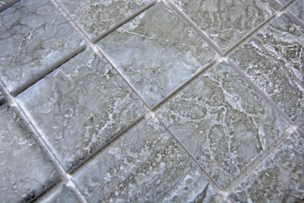 Piastrella a mosaico aspetto pietra naturale grigio scuro strutturato backsplash cucina MOS16-0208_f | 10 tappetini a mosaico