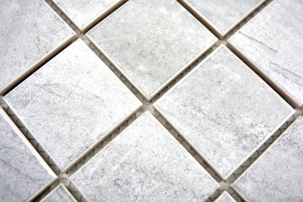 Piastrella a mosaico effetto pietra naturale struttura travertino grigio backsplash MOS16-0211_f | 10 tappetini a mosaico