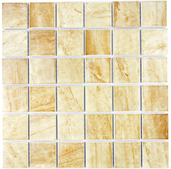 Keramik Mosaik FlieseNatursteinoptik Struktur Travertin beige gelb Wandfliese MOS16-1202