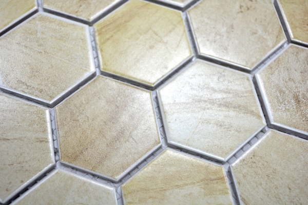 Mosaik Fliese Keramik Hexagon Travertin beige matt Fliesenspiegel KГјche 11G-1202 