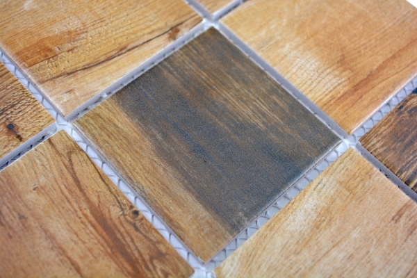 Vintage Wood mosaic tile ceramic brown wood effect tile backsplash MOS16-2004_f