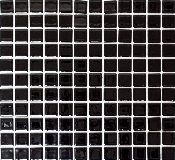 Keramikmosaik Mosaiknetz schwarz hochglanz Fliesenspiegel Küche MOS18-0302