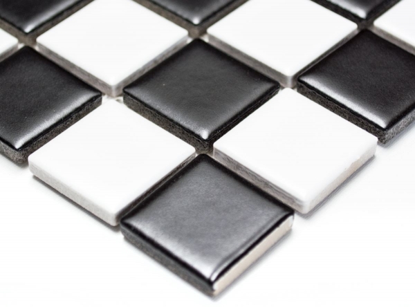 Hand-painted mosaic tile ceramic chessboard black white matt tile backsplash MOS18-0305_m