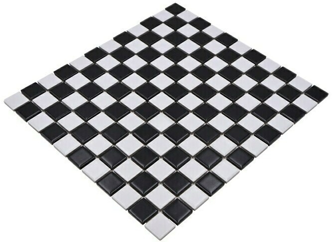 10Matten 18-0305 Mosaik schachbrett schwarz/weiß matt Fliesenspiegel Küche Art 