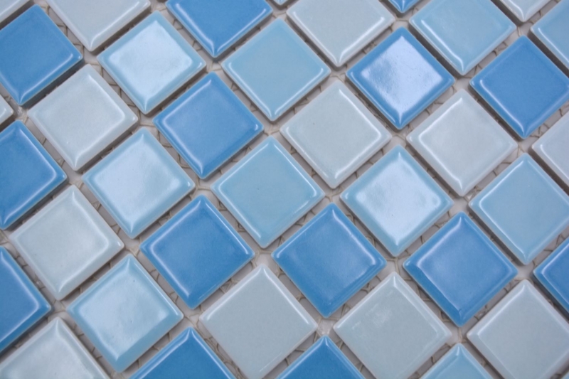 Keramik Mosaik Schwimmbadmosaik Mosaikfliese blau mix glänzend BAD Duschwand MOS18-0406