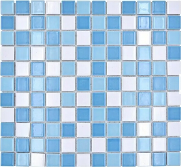 Mosaïque céramique Mosaïque de piscine Carreau de douche bleu blanc brillant MOS18-0407