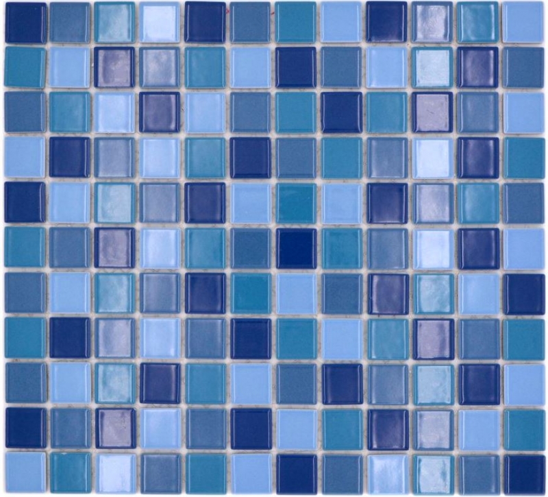 Keramik Mosaik blau grün türkis glänzend Mosaikfliese Fliesenspiegel MOS18-0408