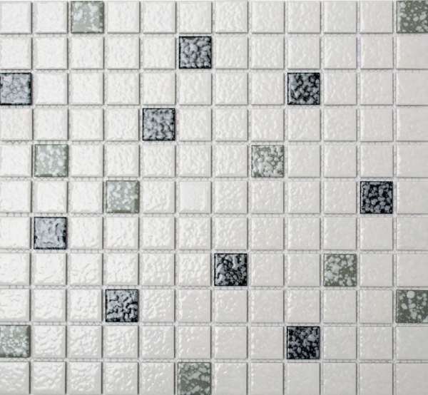 1qm Mosaik Fliesen Matte Glas Schwarz grauen weiße Bad Dusche Schwimmbad MT0107 
