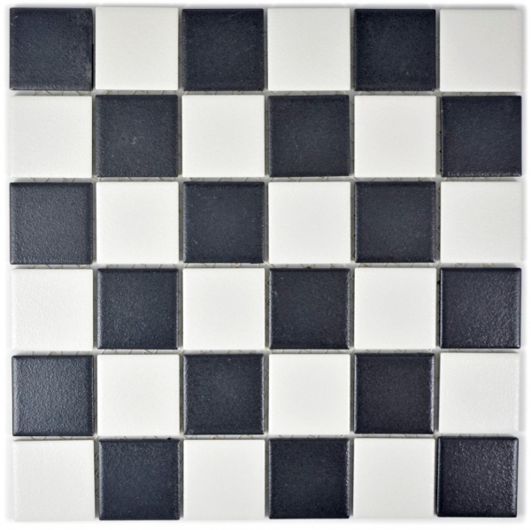 Keramik Mosaik Fliese Schachbrett Mosaik RUTSCHEMMEND RUTSCHSICHER schwarz weiß MOS14-0103-R10