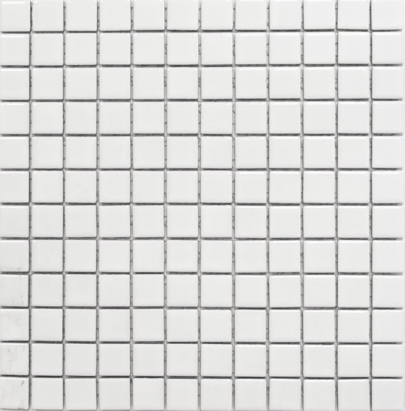 Hand-painted ceramic mosaic shower splashback WHITE GLOSSY bathroom tile kitchen splashback MOS18D-0101_m