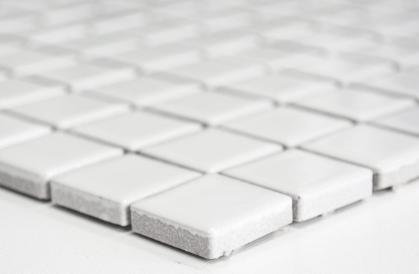 Ceramic mosaic shower splashback WHITE GLOSSY Bathroom tile Kitchen splashback MOS18D-0101_f