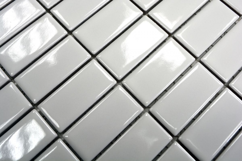 Mosaic tile ceramic rods white glossy tile backsplash kitchen MOS24B-0101_f