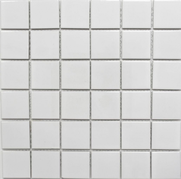 Handmuster Mosaik Fliese Keramik weiß glänzend Fliesenspiegel Badezimmerwand MOS16B-0101_m