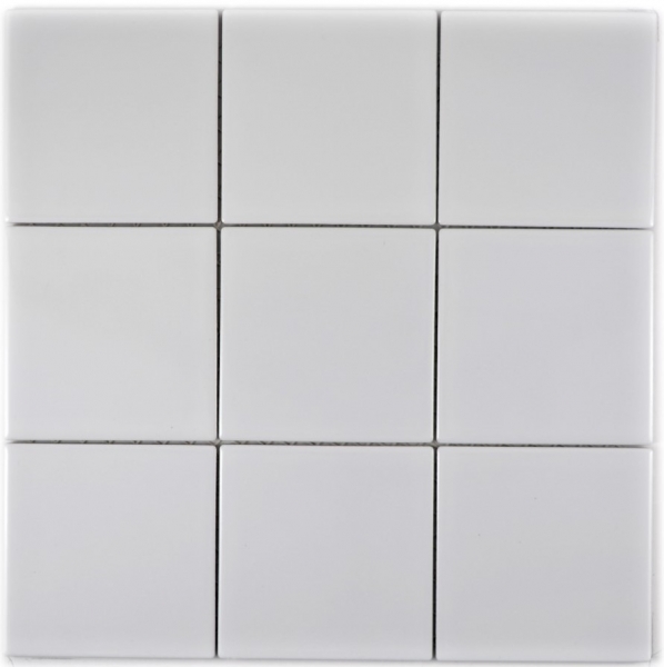 Piastrella di mosaico dipinta a mano in ceramica bianca lucida backsplash cucina MOS23-0101_m