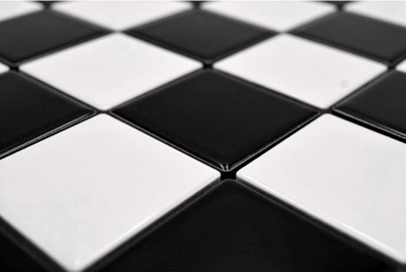 Piastrella di mosaico ceramico Checkerboard nero bianco lucido MOS16-CD200