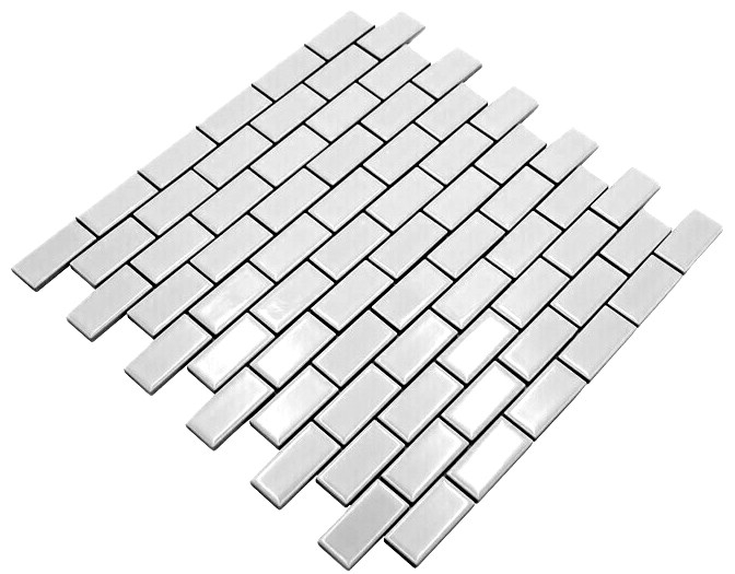 Composite mosaic strip ceramic brick white glossy bathroom tile kitchen tile wall tile composite mosaic MOS24-3WG