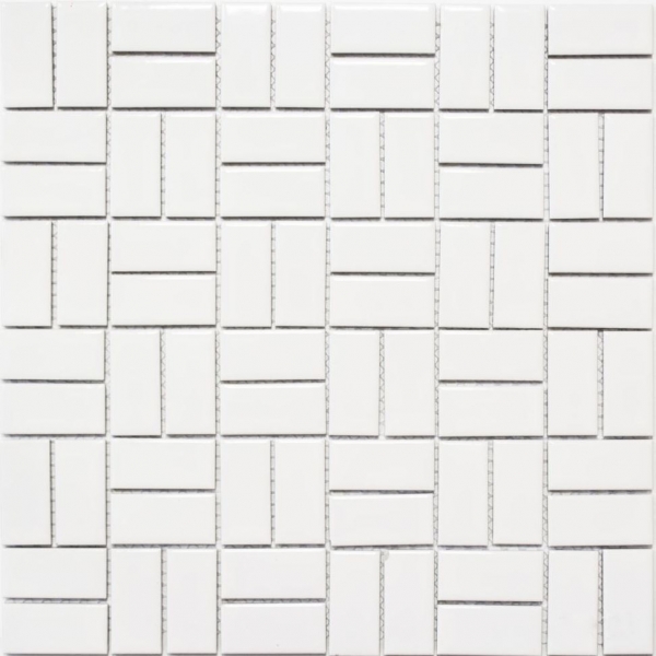 Piastrella a mosaico in ceramica mulino a vento bianco lucido piastrelle da cucina piastrelle da parete MOS24-CWM7WG_f