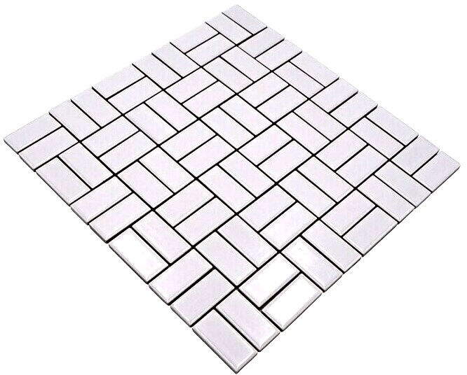 Windmühle mosaic tile ceramic white glossy kitchen tile wall tile backsplash bathroom - MOS24-CWM7WG