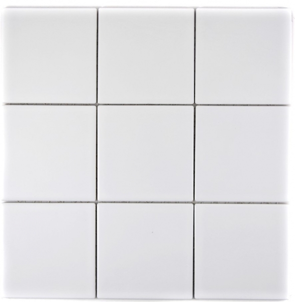 Piastrella di mosaico a mano in ceramica bianca opaca per vasca da bagno MOS23-0111_m