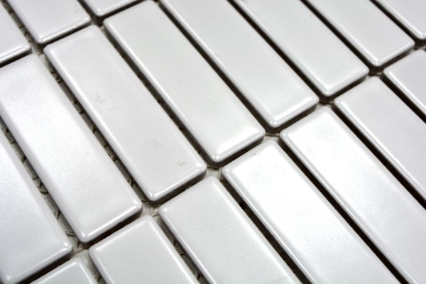 Rod mosaic tile ceramic white matt bathtub cladding MOS24-0111