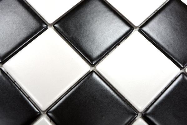 Piastrella di ceramica a mosaico bianco nero opaco backsplash a scacchiera MOS16-CD202