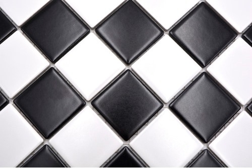 Piastrella di ceramica a mosaico bianco nero opaco backsplash a scacchiera MOS16-CD202