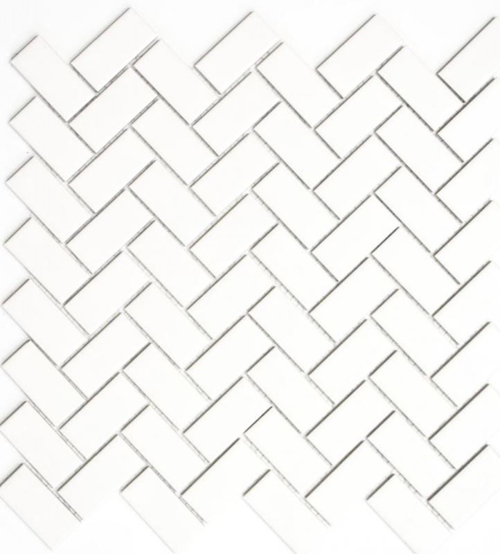 Herringbone mosaic tile ceramic white matt tile backsplash kitchen MOS24-CHB05WM