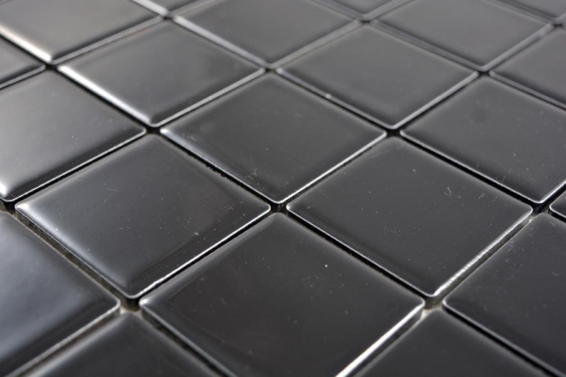 Ceramic mosaic tile black high gloss tiled splashback MOS16B-0301