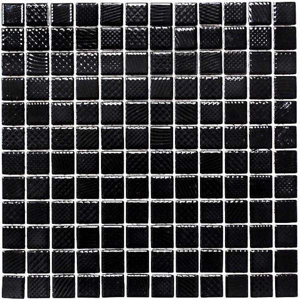 Hand-painted mosaic tile BLACK GLOSSY STRUCTURE Kitchen splashback MOS18-CG123_m