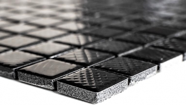 Ceramic mosaic mosaic tiles BLACK GLOSSY STRUCTURE Kitchen splashback MOS18-CG123
