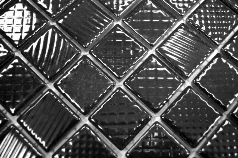 Mosaic tile BLACK GLOSSY STRUCTURE Kitchen splashback MOS18-CG123_f