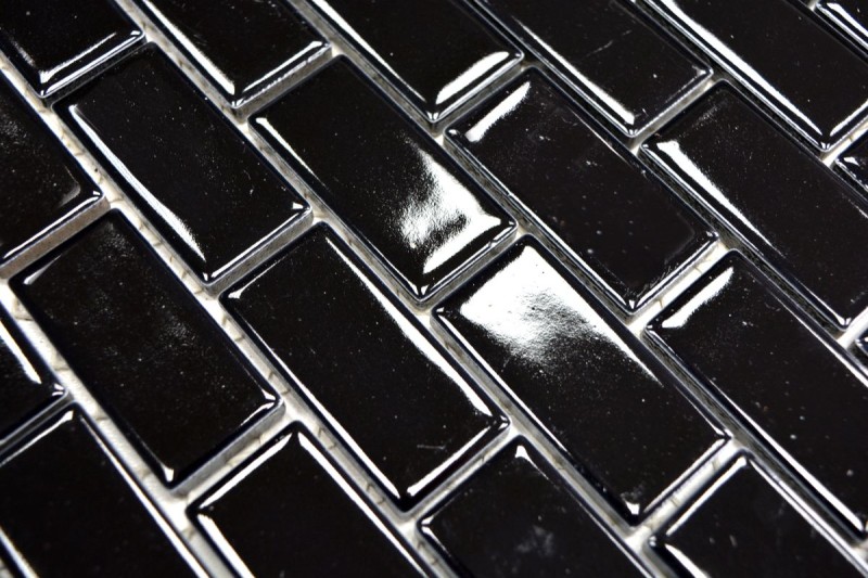 Mosaico composito di mattoni, rivestimento ceramico di mattoni nero lucido per cucina MOS24-4BG