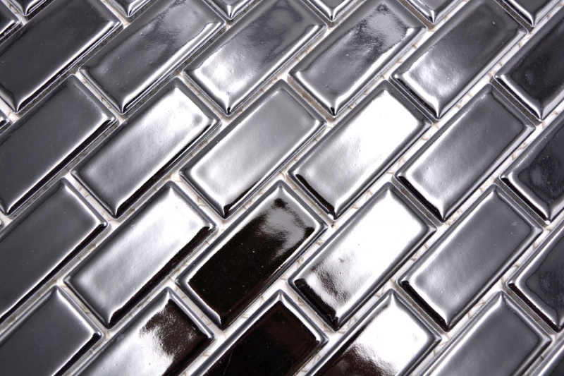 Mosaico composito di mattoni, rivestimento ceramico di mattoni nero lucido per cucina MOS24-4BG