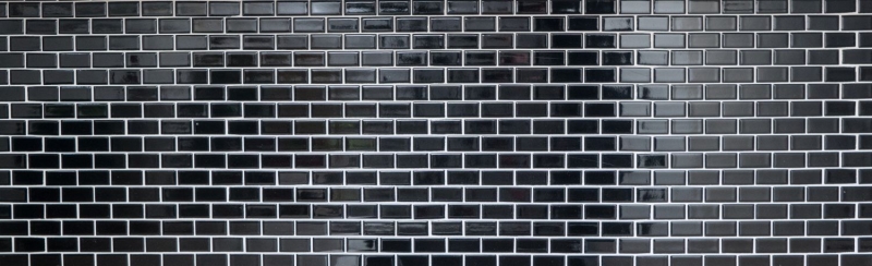Mosaïque composite Lames Céramique Brick noir brillant Dos de cuisine Protection anti-éclaboussures MOS24-4BG