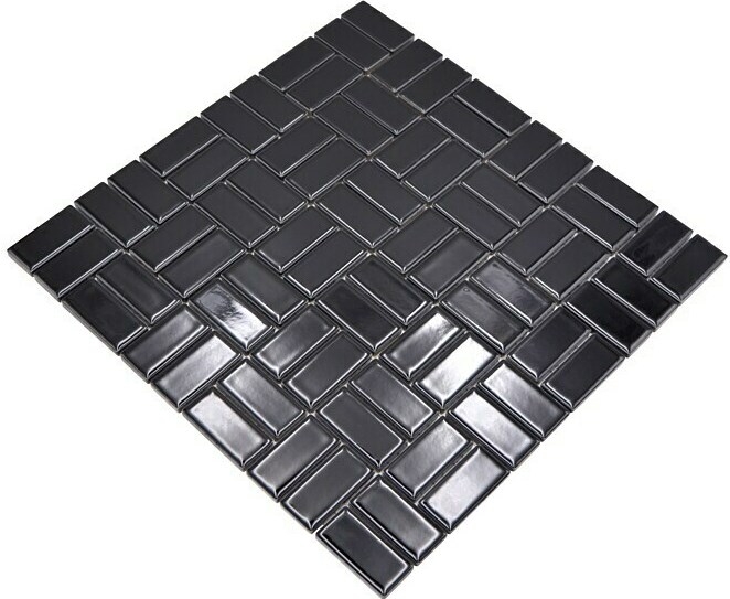 Mosaico a mulino in ceramica nera lucida WC piastrelle bagno backsplash parete cucina - MOS24-CWM8BG