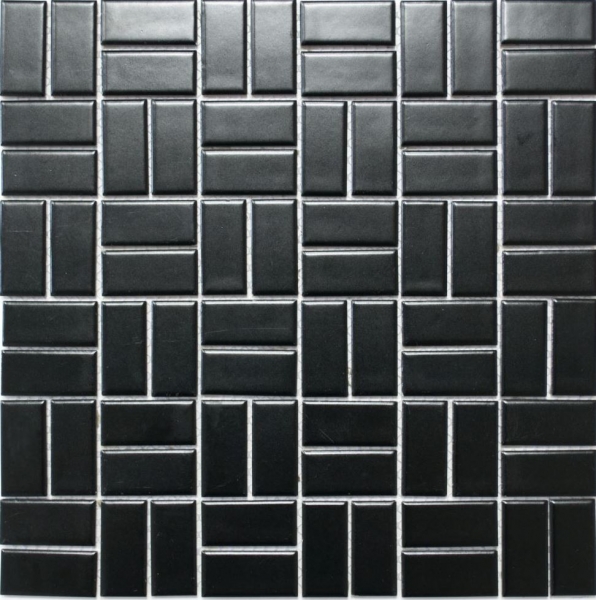 Hand-patterned mosaic tile ceramic windmill black matt wall tile bathroom tile MOS24-CWM08BM_m