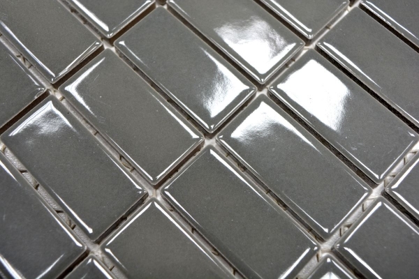 Bâtonnets Mosaïque Céramique gris métal anthracite brillant Salle de bain Cuisine MOS24B-0204