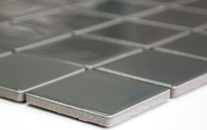 Ceramic mosaic tile metal gray glossy tile backsplash kitchen wall MOS16B-0204