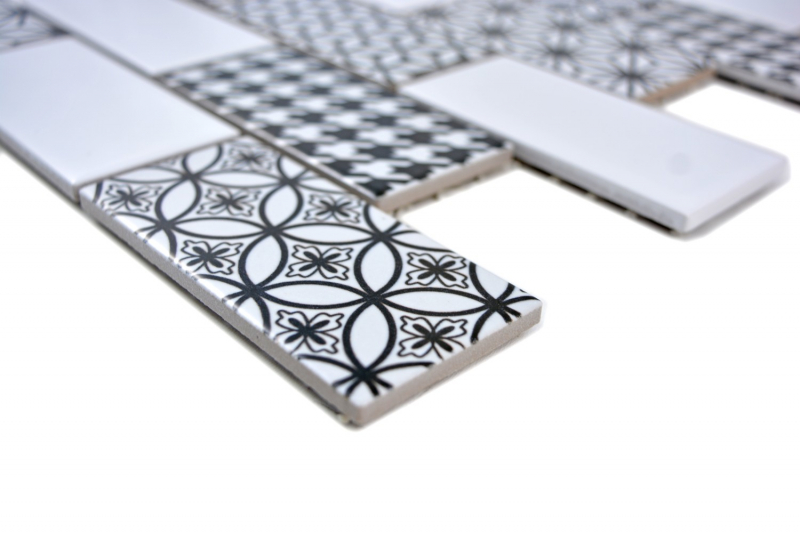 Hand sample mosaic tile gray white black subway tile backsplash kitchen glossy MOS26M-0103_m
